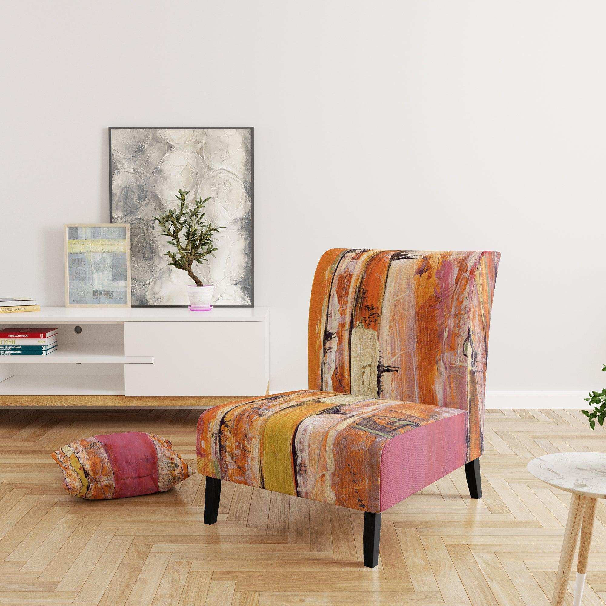 Glamorous Composition of Red and Gold Mid-Century Accent Chair