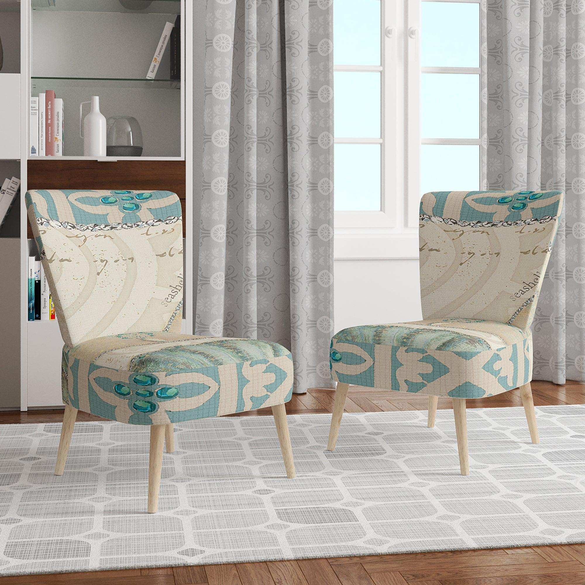 Seastar and Blue Sea Shell II Nautical & Coastal Accent Chair