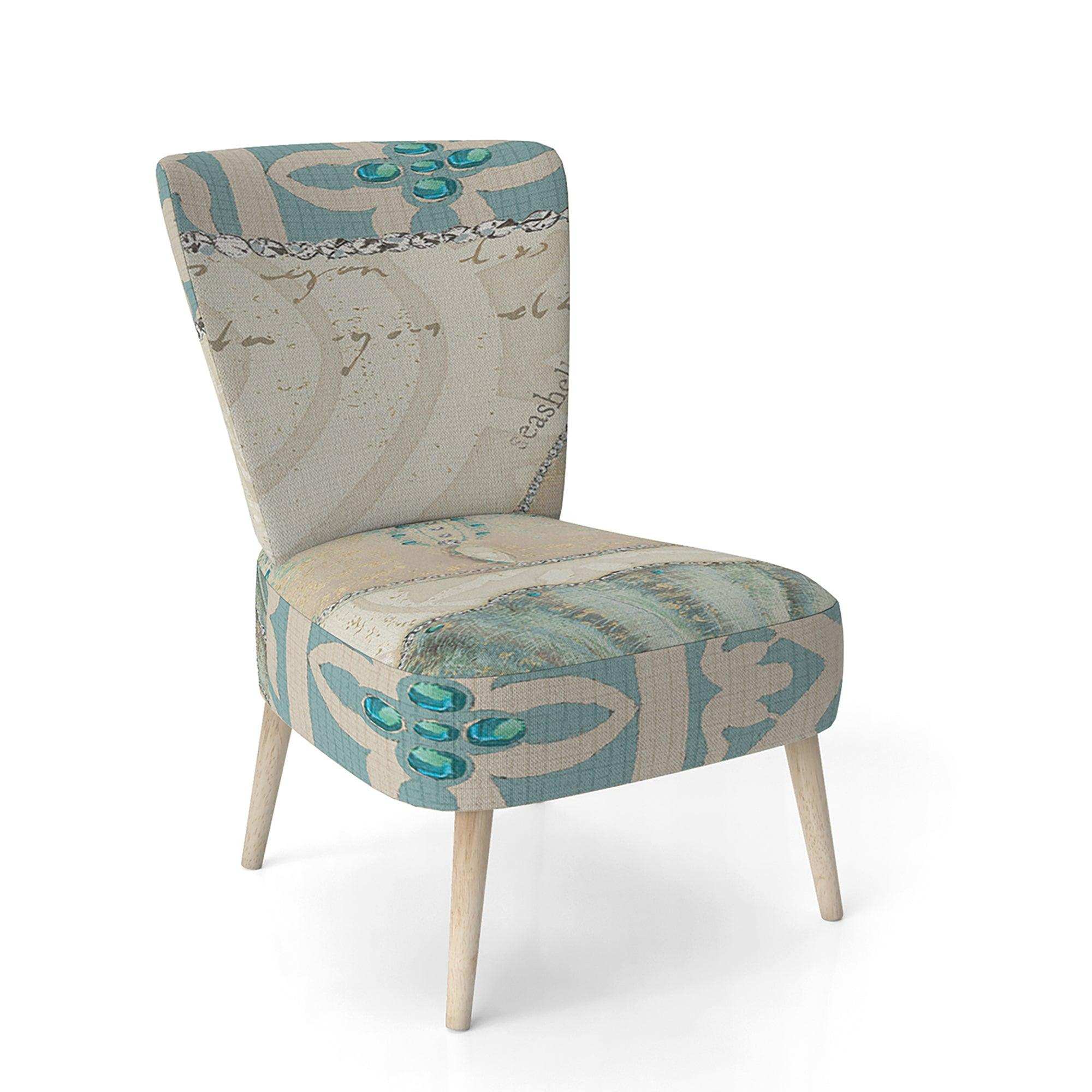 Seastar and Blue Sea Shell II Nautical & Coastal Accent Chair