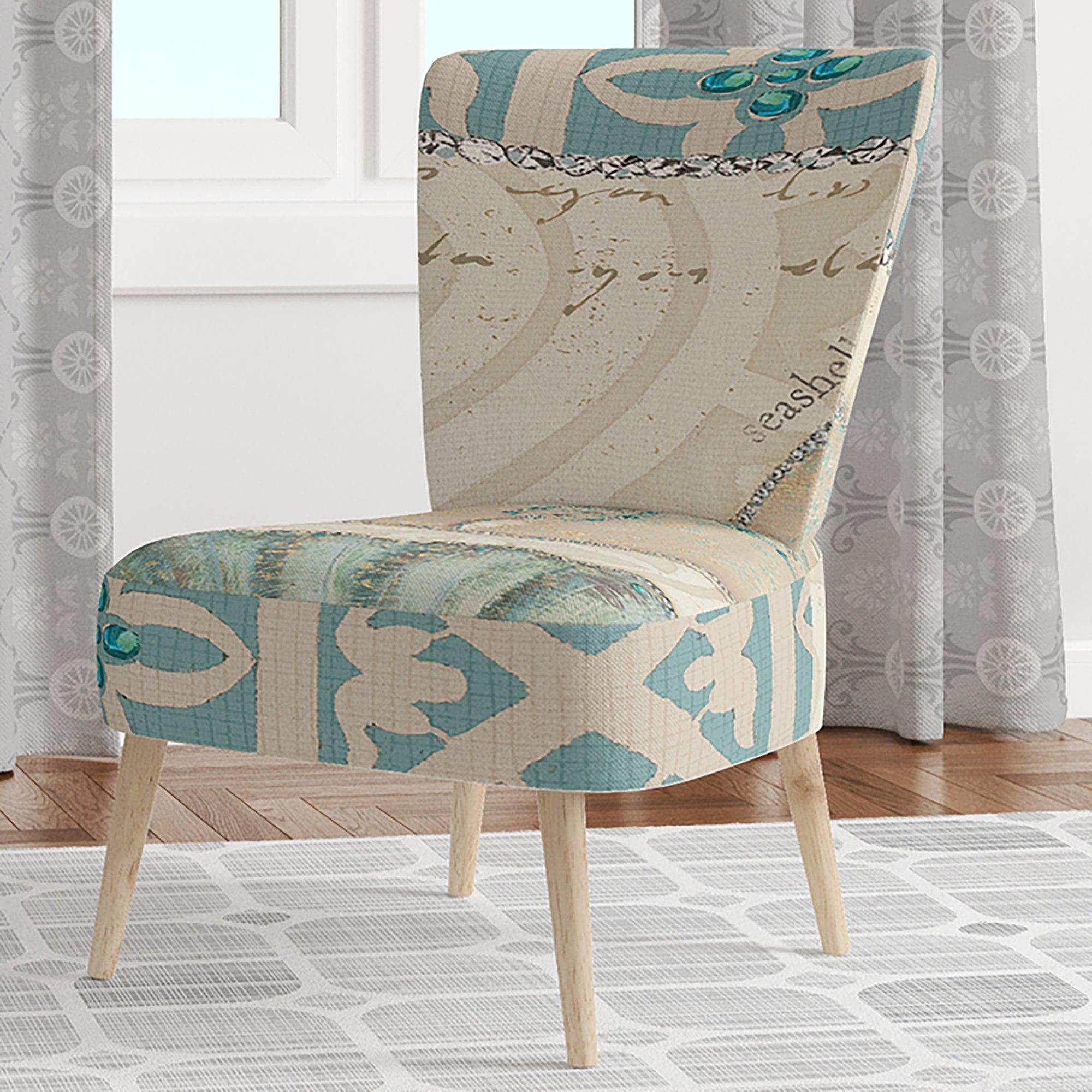 Seastar and Blue Sea Shell II Nautical & Coastal Accent Chair