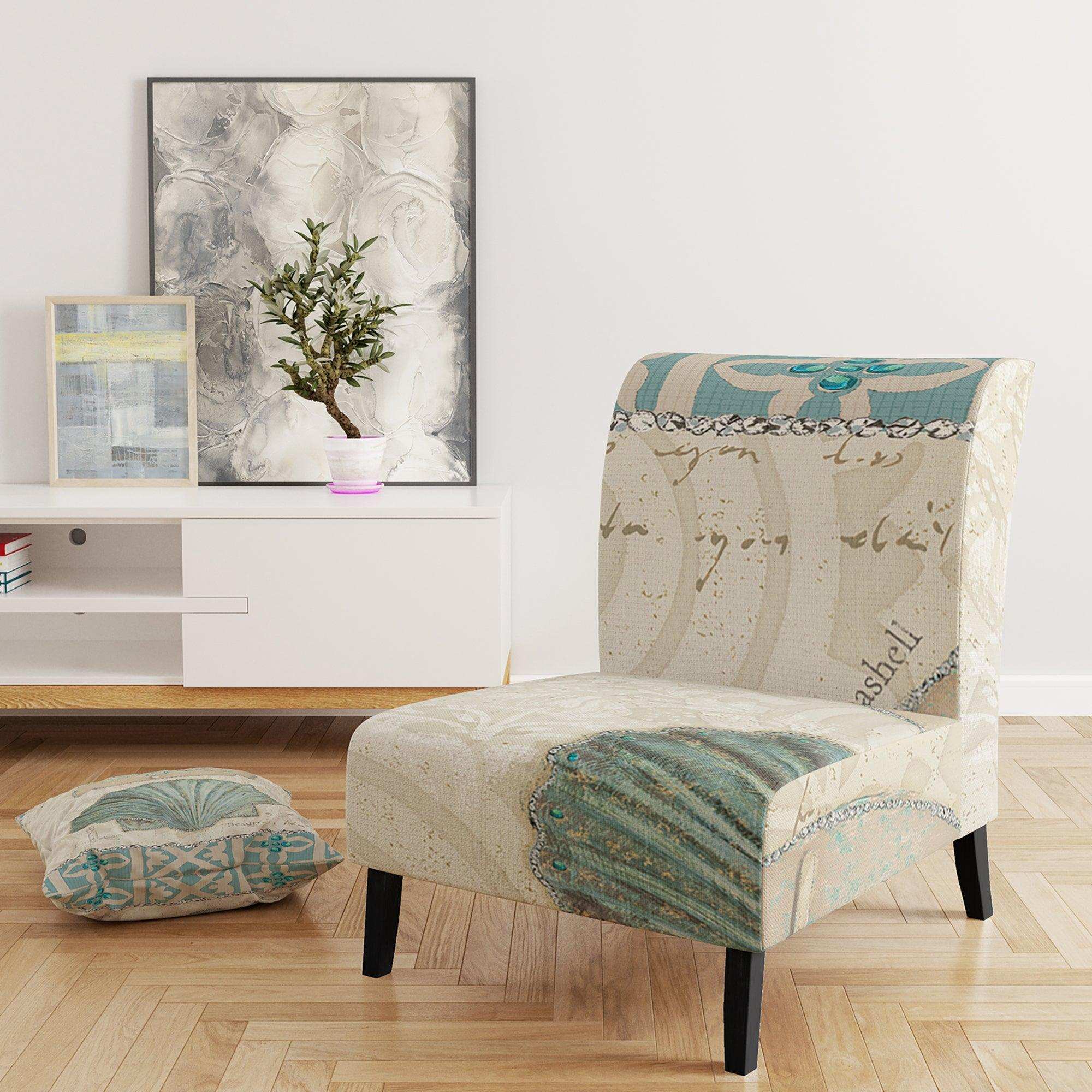 Seastar and Blue Sea Shell II Nautical & Coastal Accent Chair
