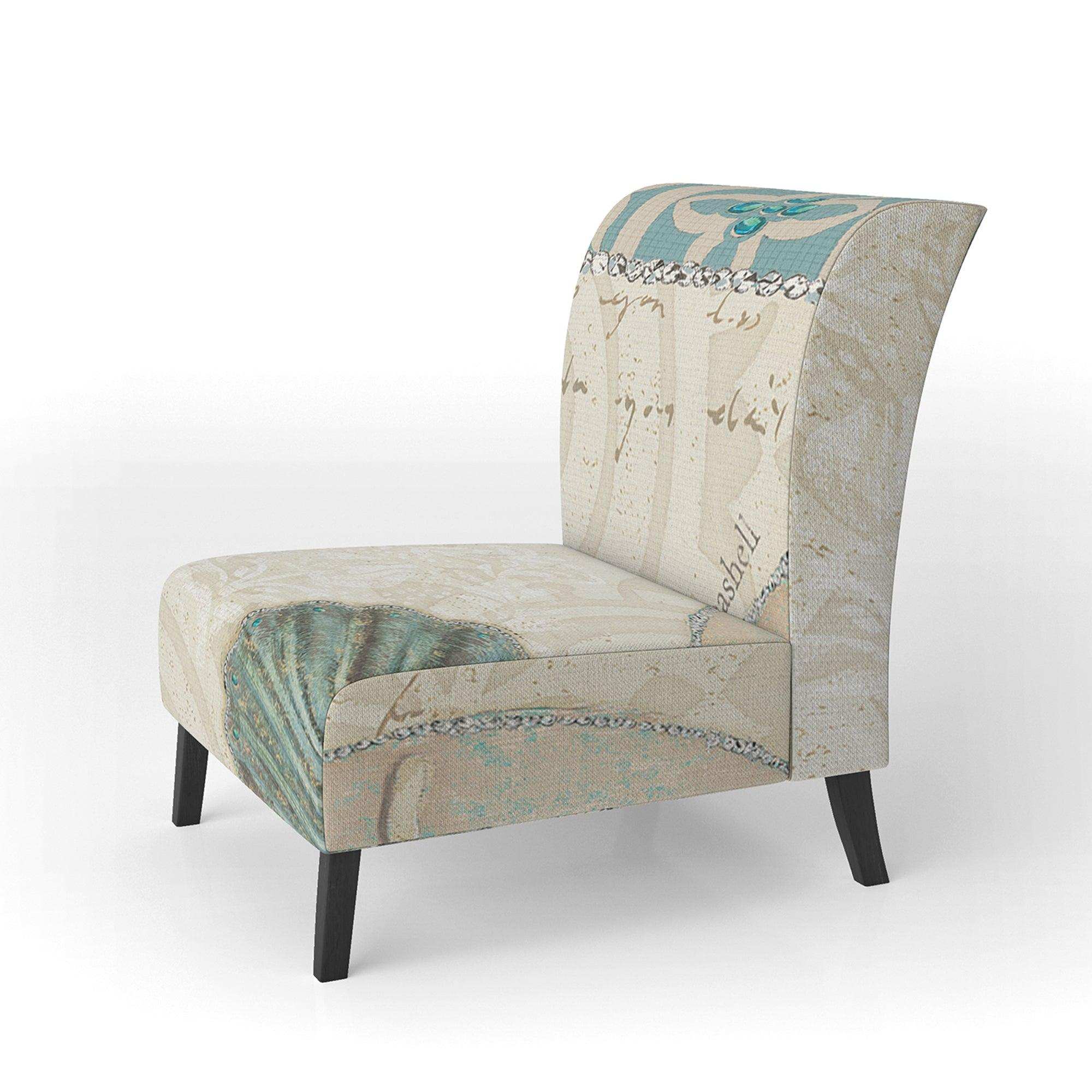 Seastar and Blue Sea Shell II Nautical & Coastal Accent Chair