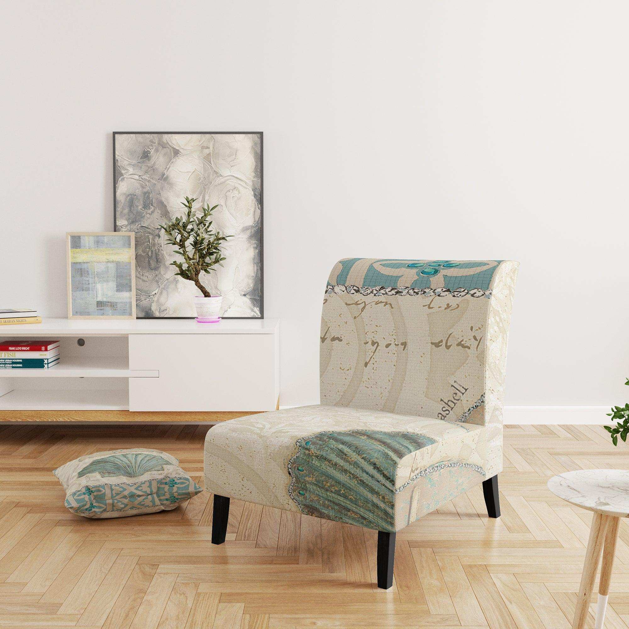 Seastar and Blue Sea Shell II Nautical & Coastal Accent Chair