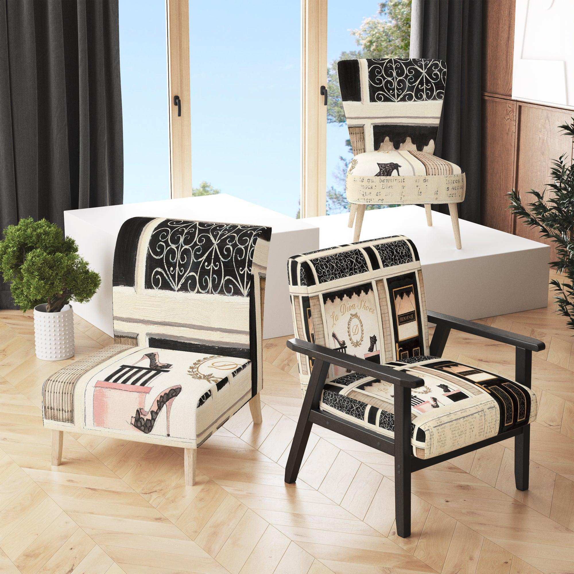 Paris Diva Shoes Painting Fashion Accent Chair