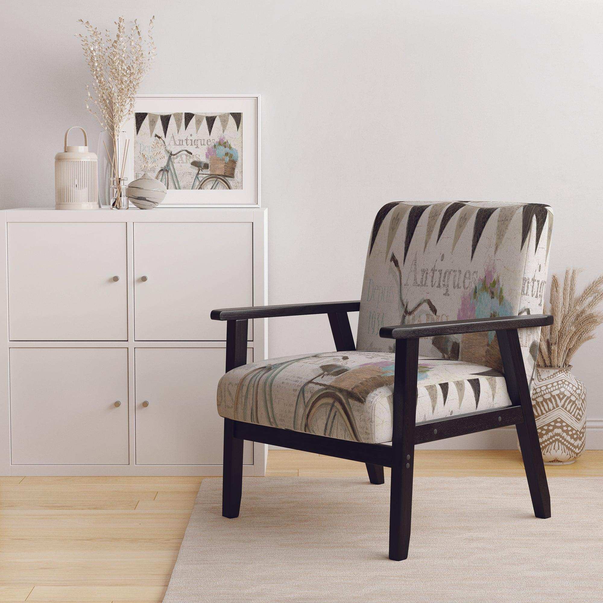 French Bicycle Flea Market II Vintage Transportati Accent Chair