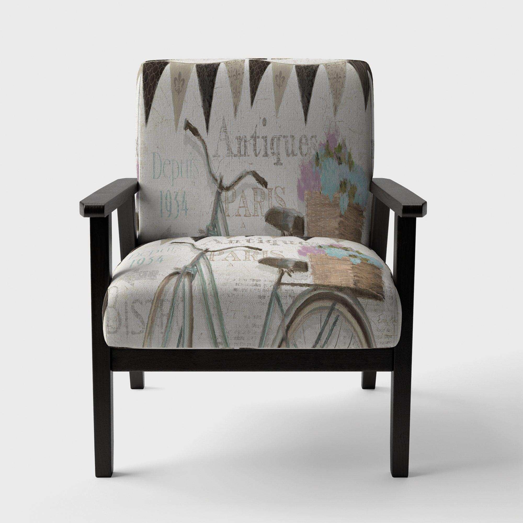 French Bicycle Flea Market II Vintage Transportati Accent Chair