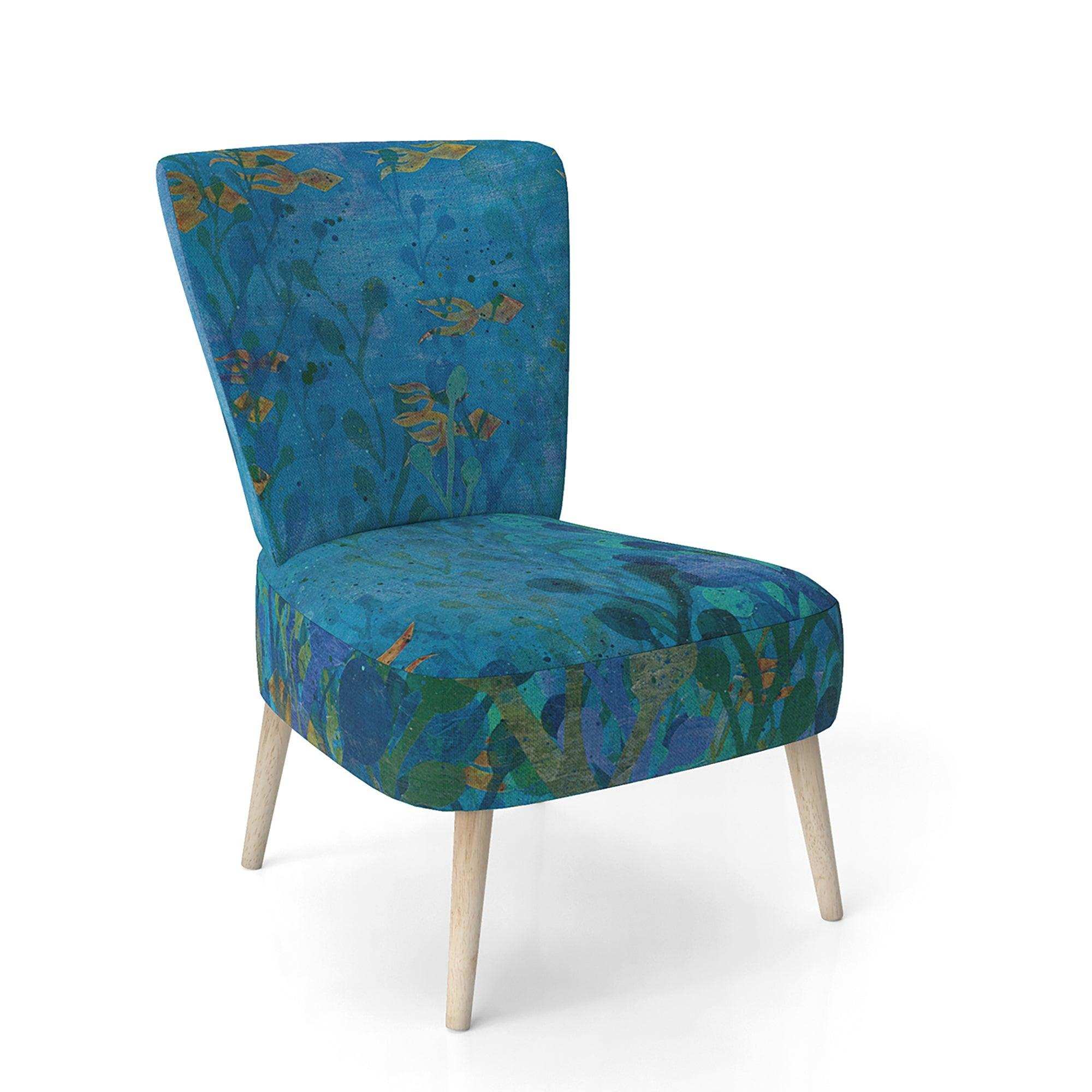 Blue Underwater Lake leaves I Nautical & Coastal Accent Chair
