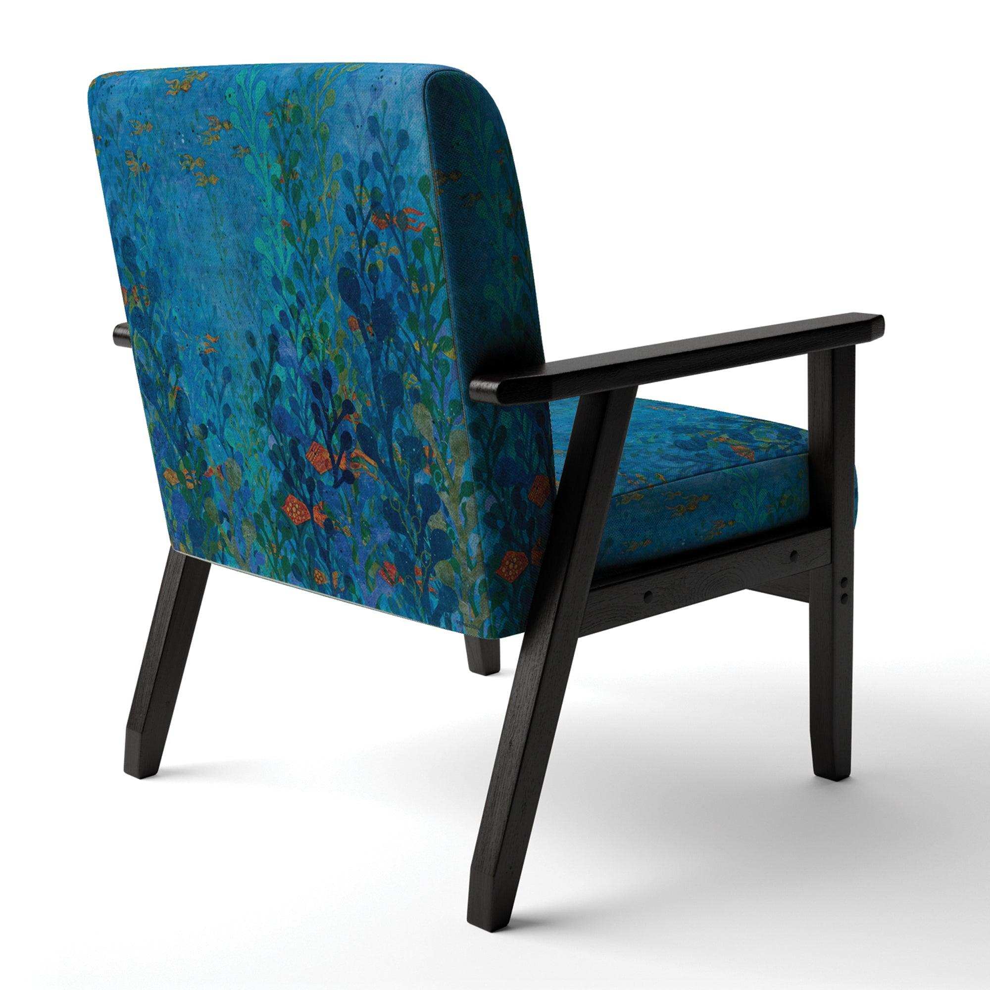 Blue Underwater Lake leaves I Nautical & Coastal Accent Chair