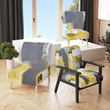 Grey and Yellow Blur Abstract Mid-Century Accent Chair