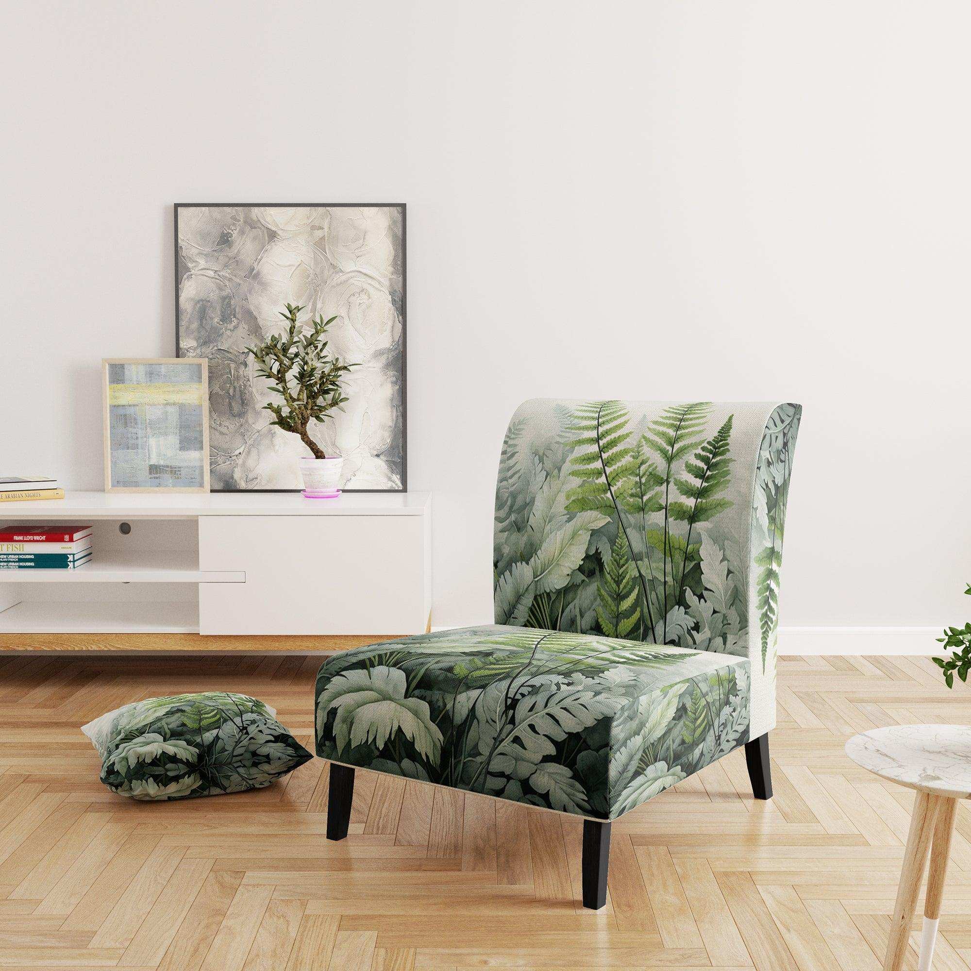 Minimal Ferns Emerald Reverie II- Upholstered Accent Chair