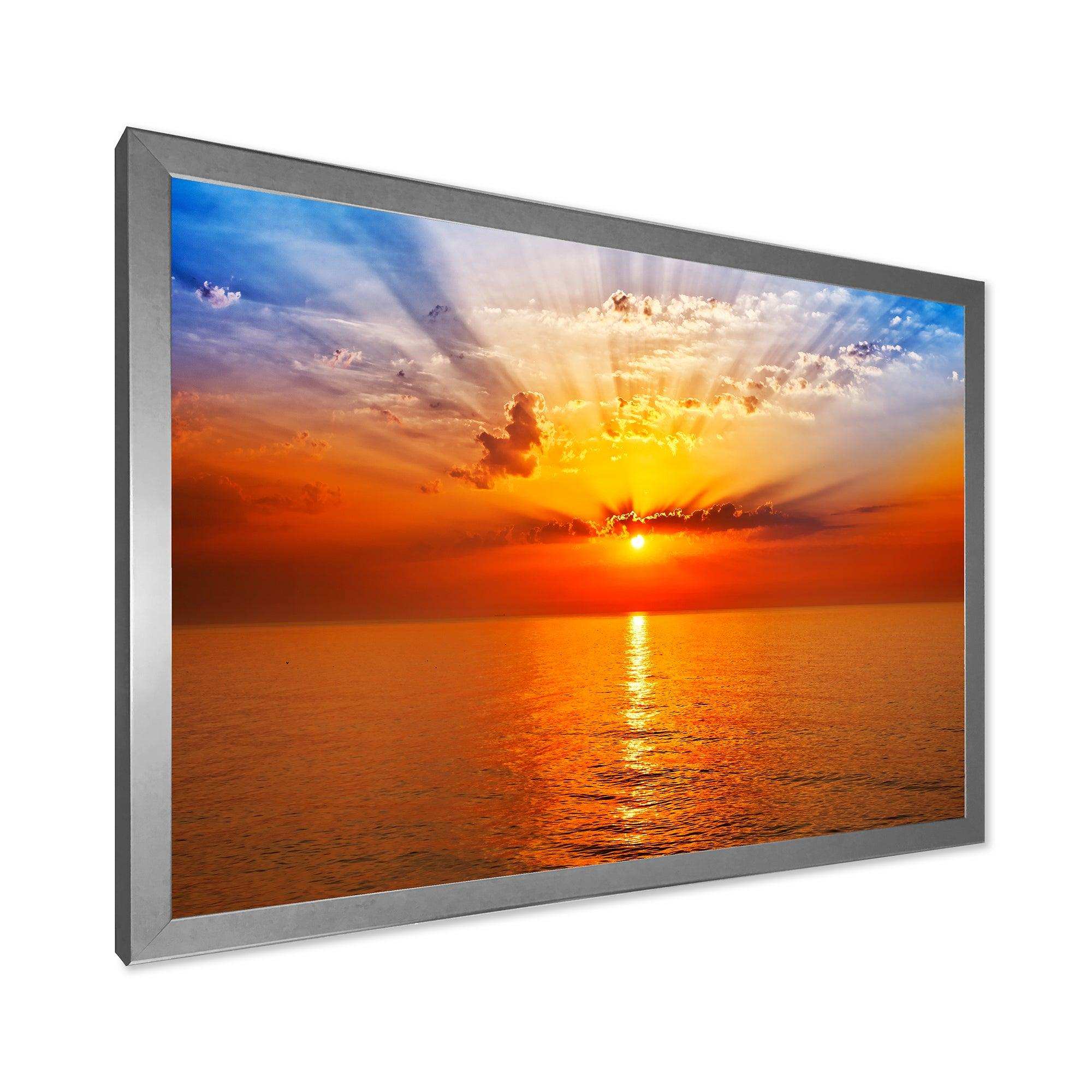 Orange Sea Sunrise under Blue Sky