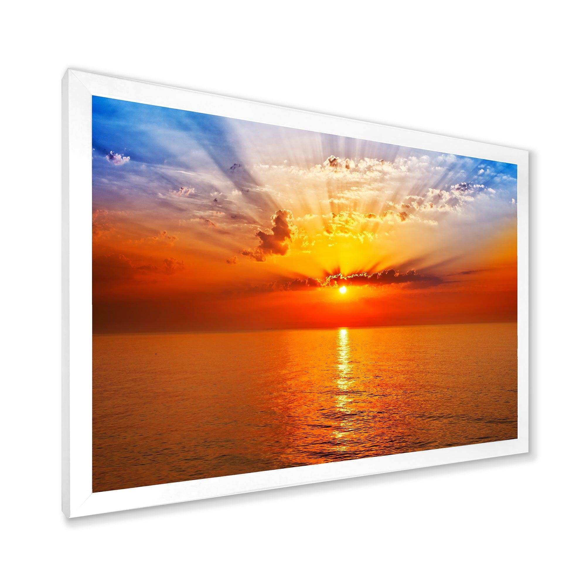 Orange Sea Sunrise under Blue Sky