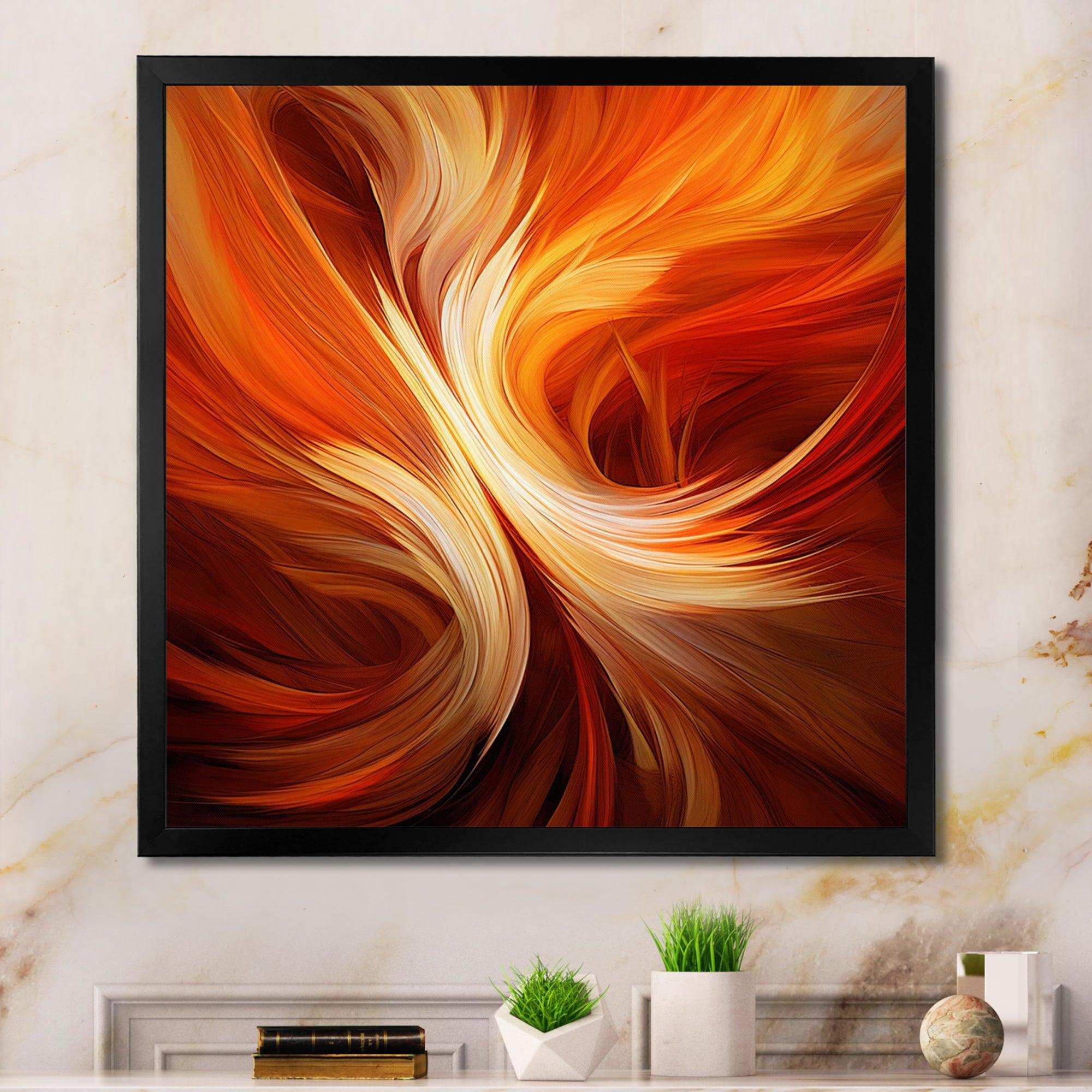 Orange Abstract Warm Fractal Design VI - Abstract Canvas Wall Art