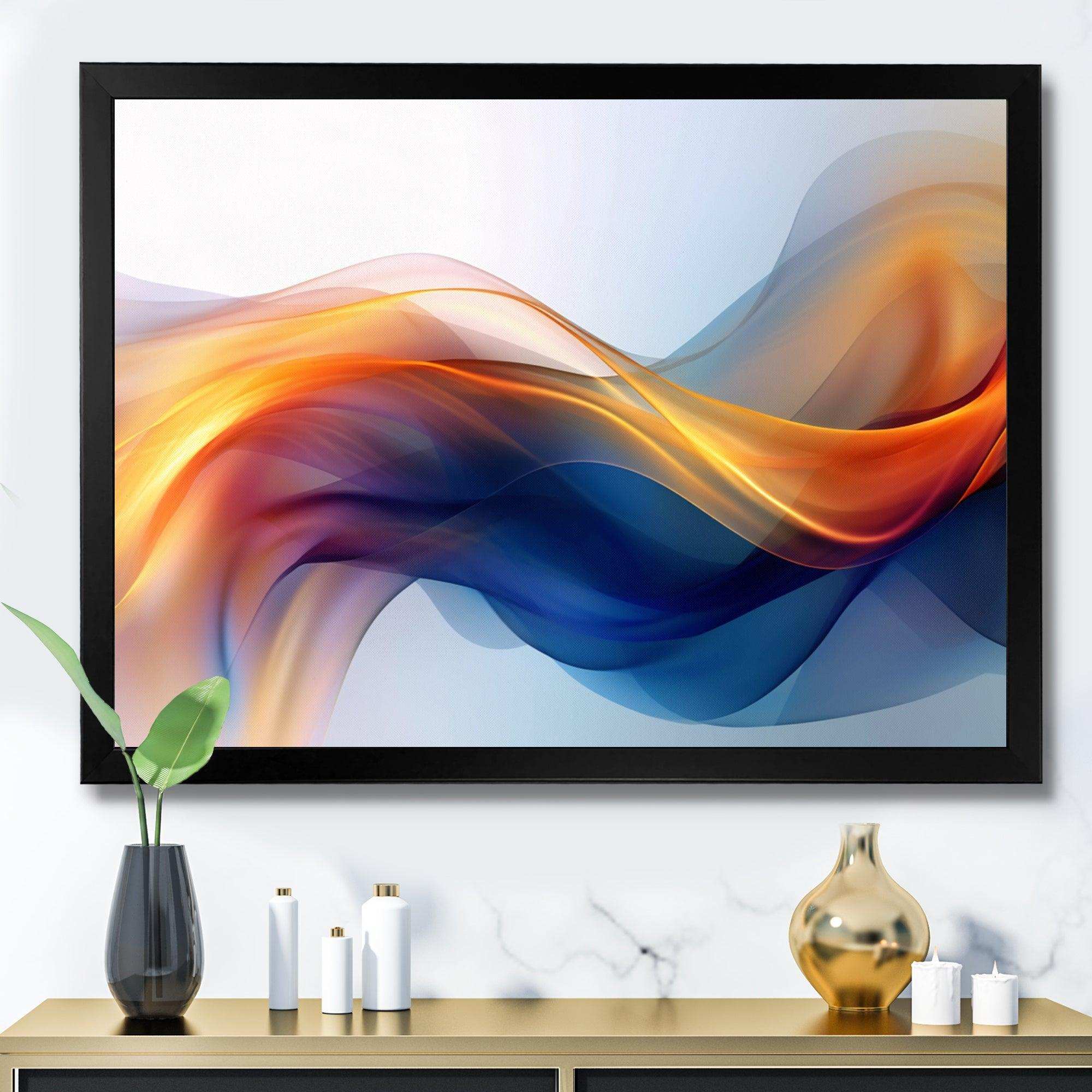 Orange Blue Fractal Fluidity I - Abstract Canvas Wall Art