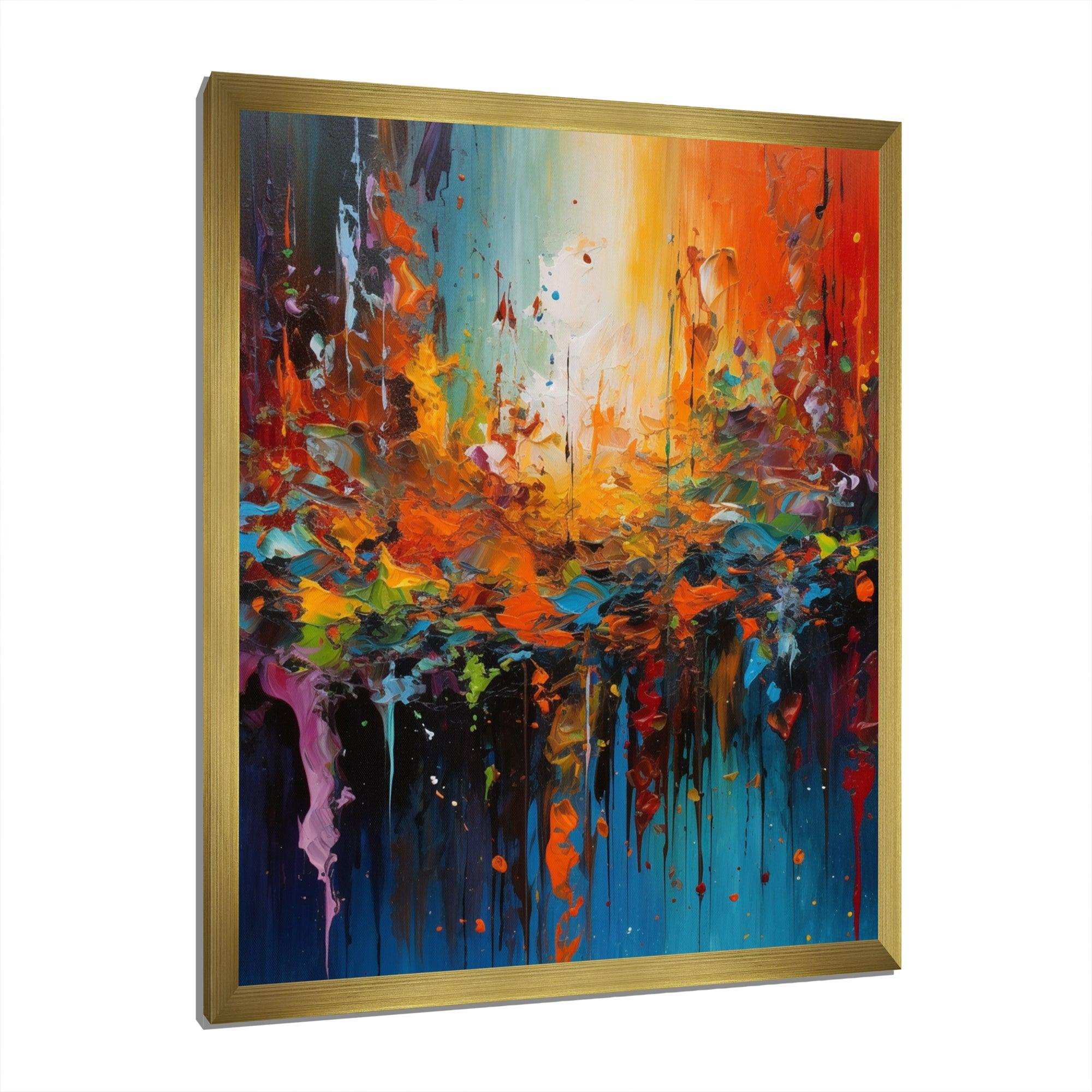 Orange Teal Cubist Fusion - Abstract Canvas Wall Art