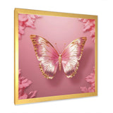 Pink and Gold Butterfly II - Animals Canvas Wall Art