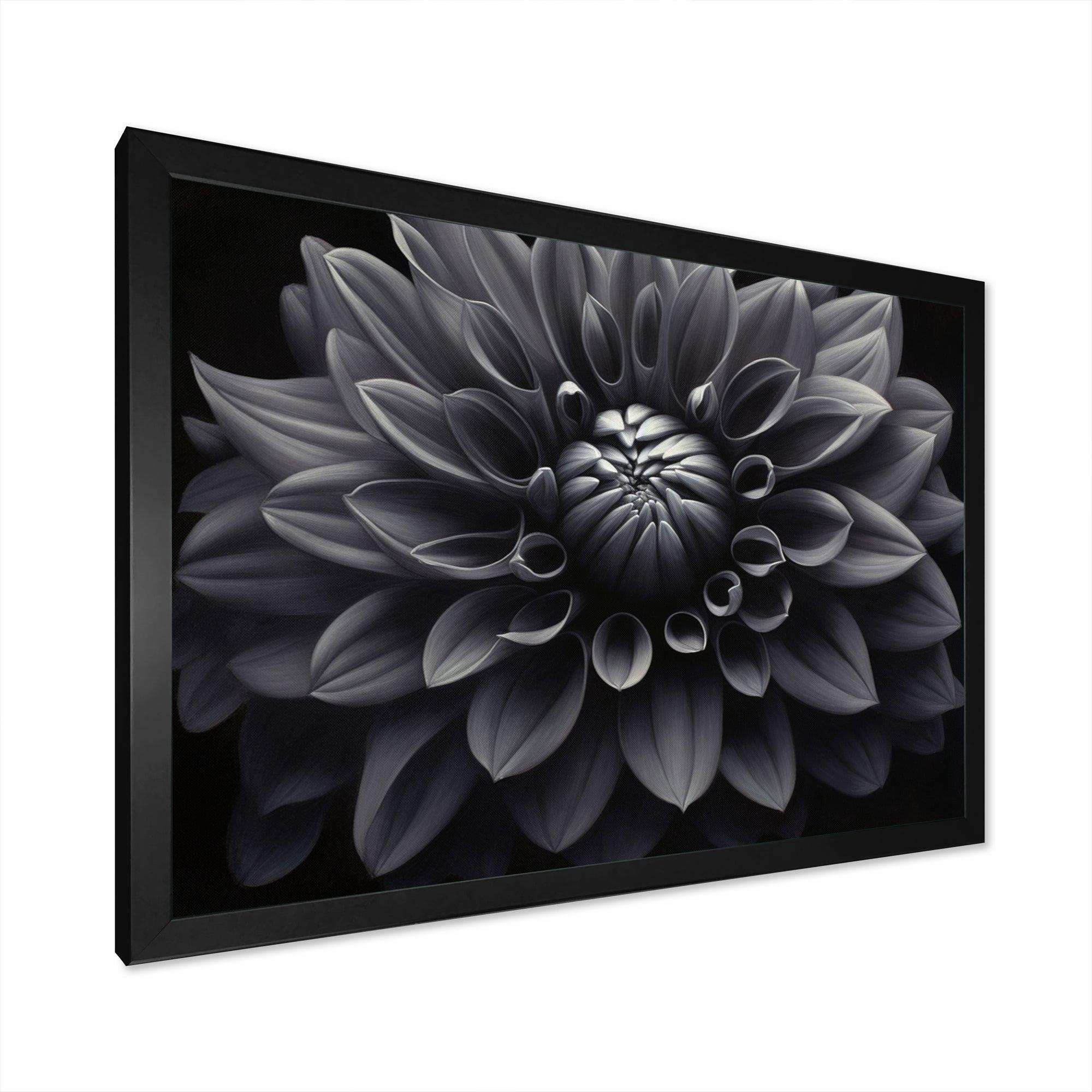 Black White Dahlia Garden Palette I - Floral Canvas Wall Art
