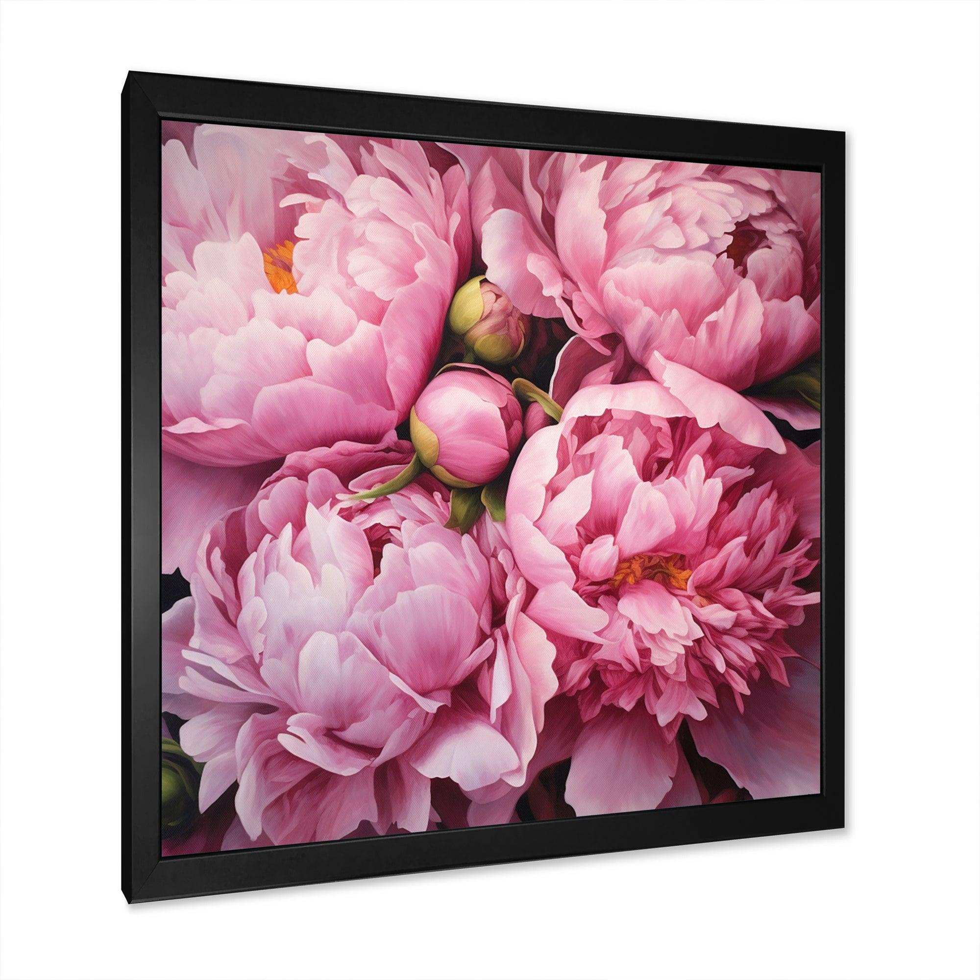 Pink Green Peony Captivating II - Floral Canvas Wall Art