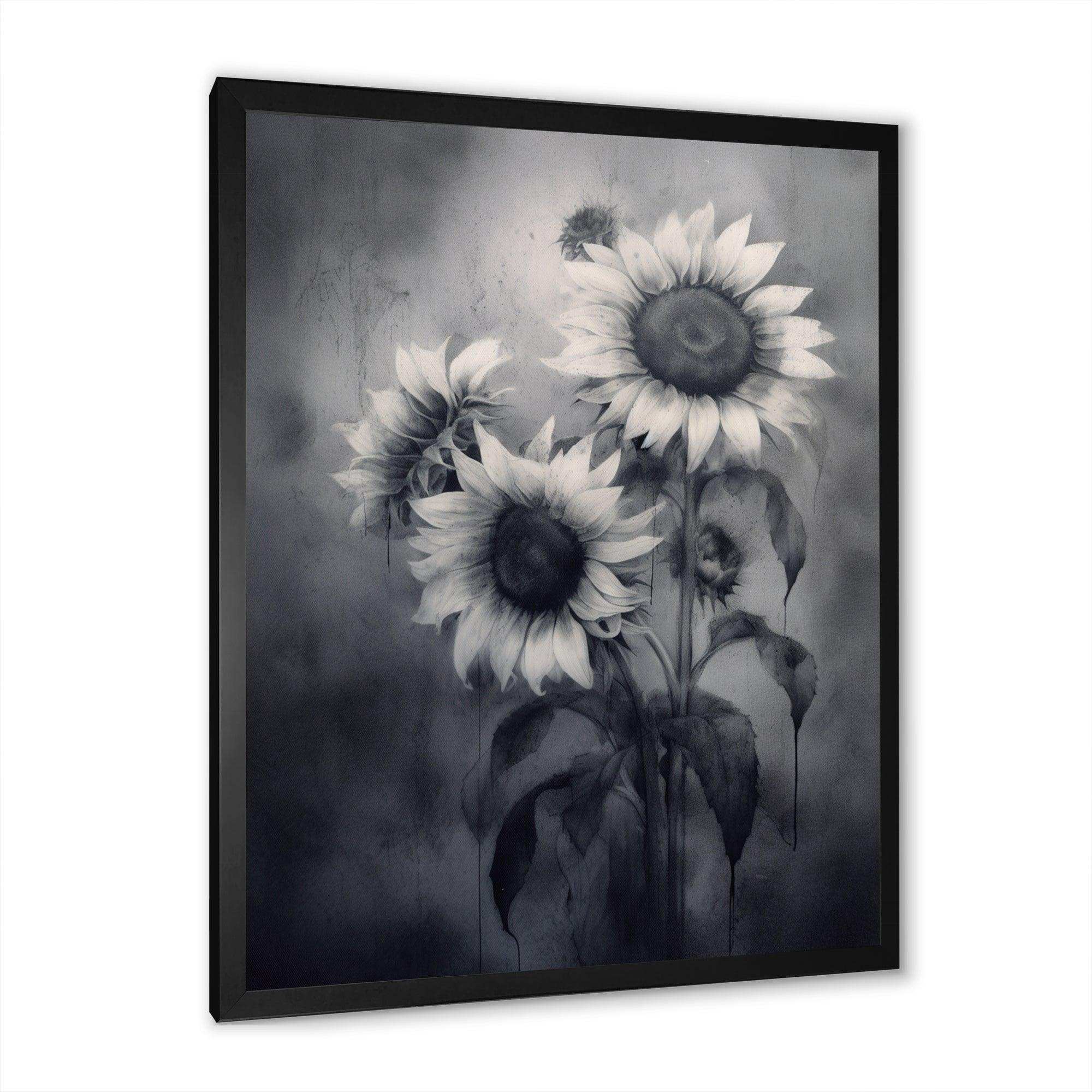 Black White Golden - Floral Canvas Wall Art