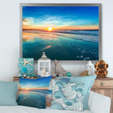 Blue Seashore with Distant Sunset