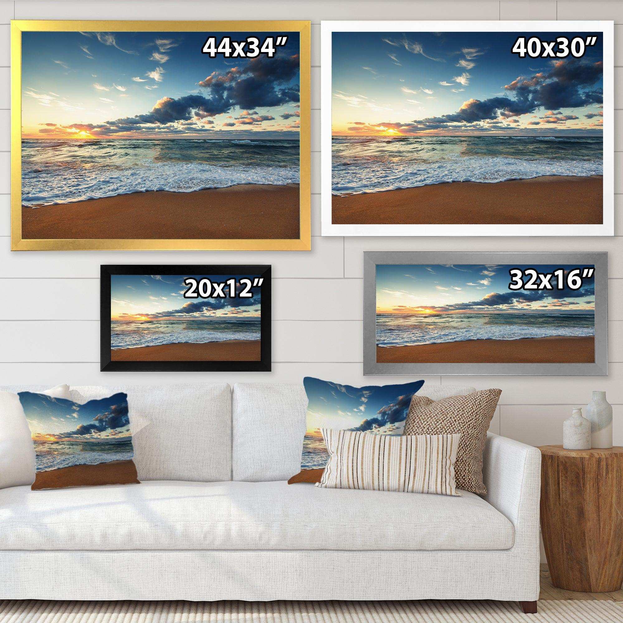 Sunrise and Glowing Waves in Ocean