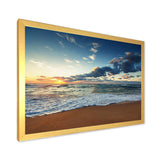 Sunrise and Glowing Waves in Ocean