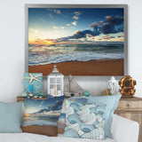 Sunrise and Glowing Waves in Ocean