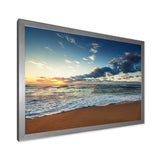 Sunrise and Glowing Waves in Ocean