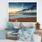 Sunrise and Glowing Waves in Ocean