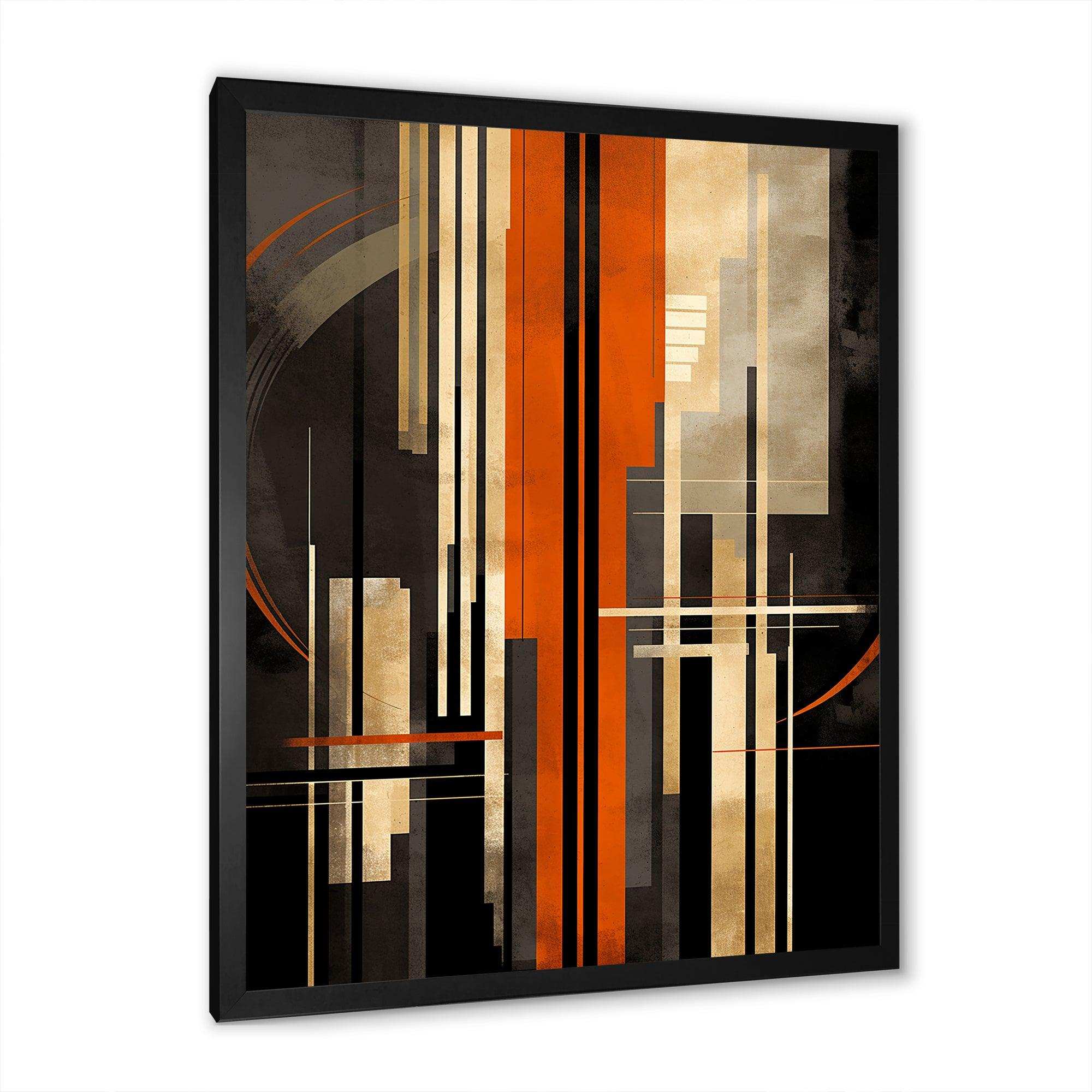 Orange And Grey Vectors I - Abstract Canvas Wall Art
