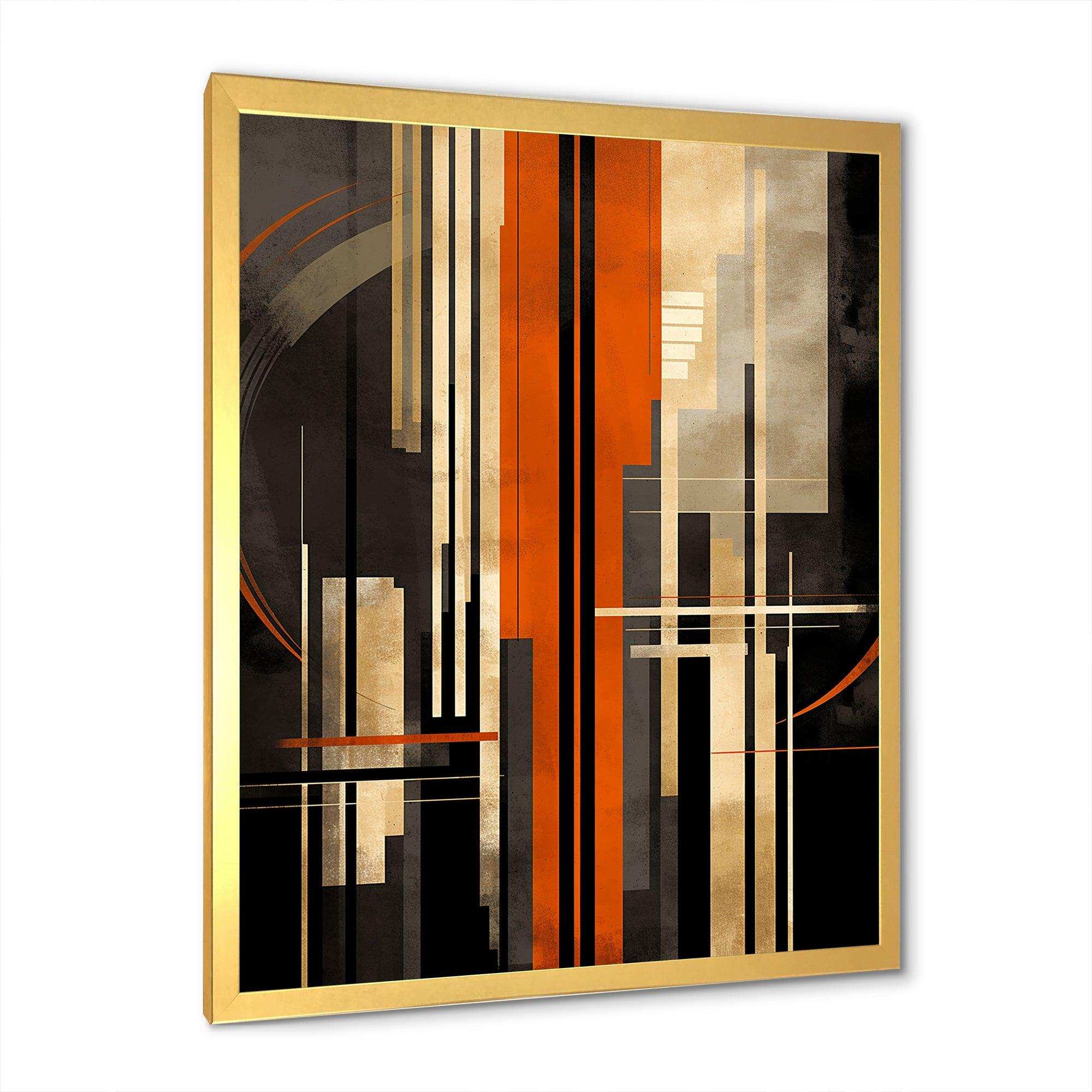 Orange And Grey Vectors I - Abstract Canvas Wall Art