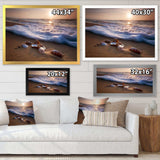 Waves Approaching Seashells on Sand