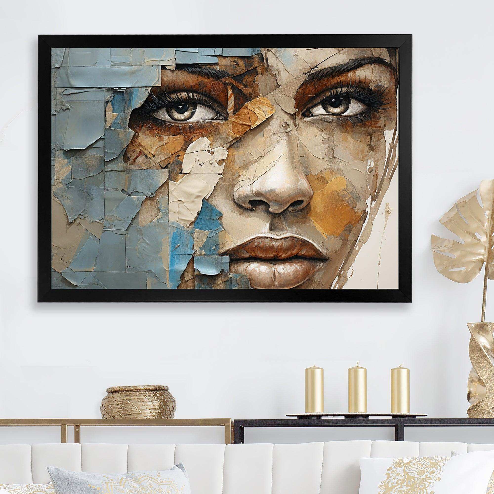 Paint Collage African Woman I - People Canvas Wall Art