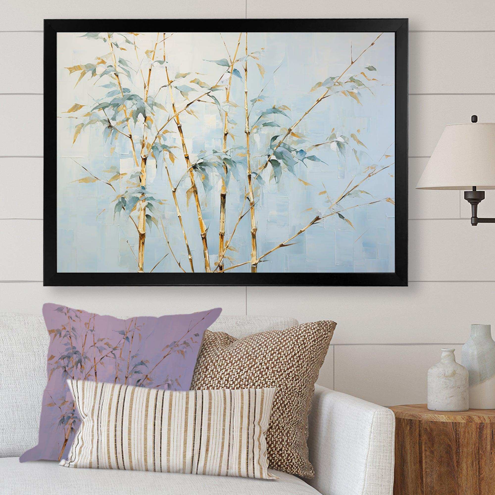 Blue Zen Moment Bamboo - Floral Canvas Wall Art