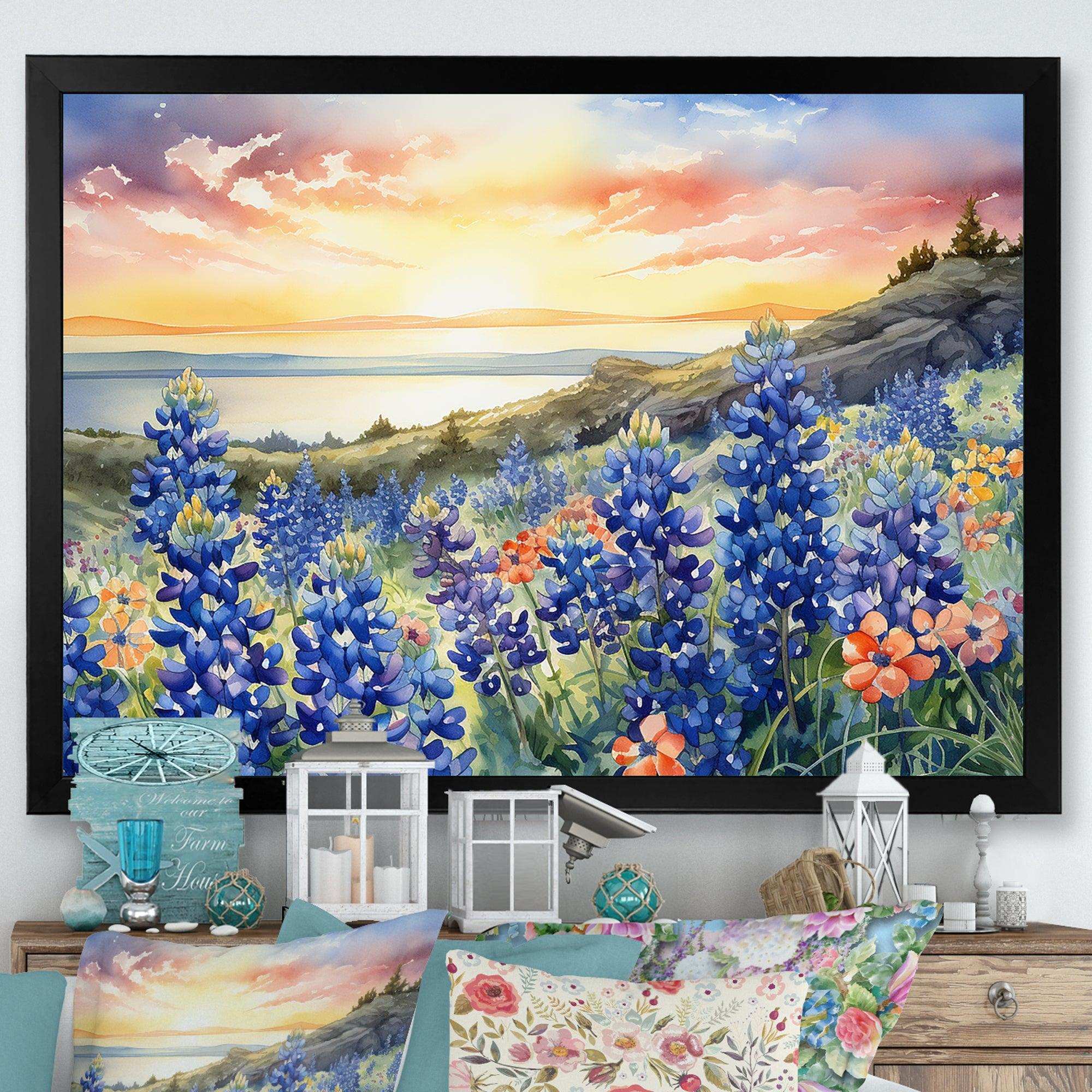 Blue Bonnets Sunset I - Floral Canvas Wall Art