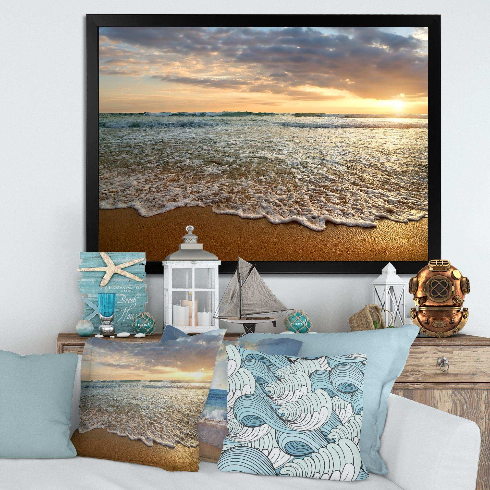 Bright Cloudy Sunset in Calm Ocean