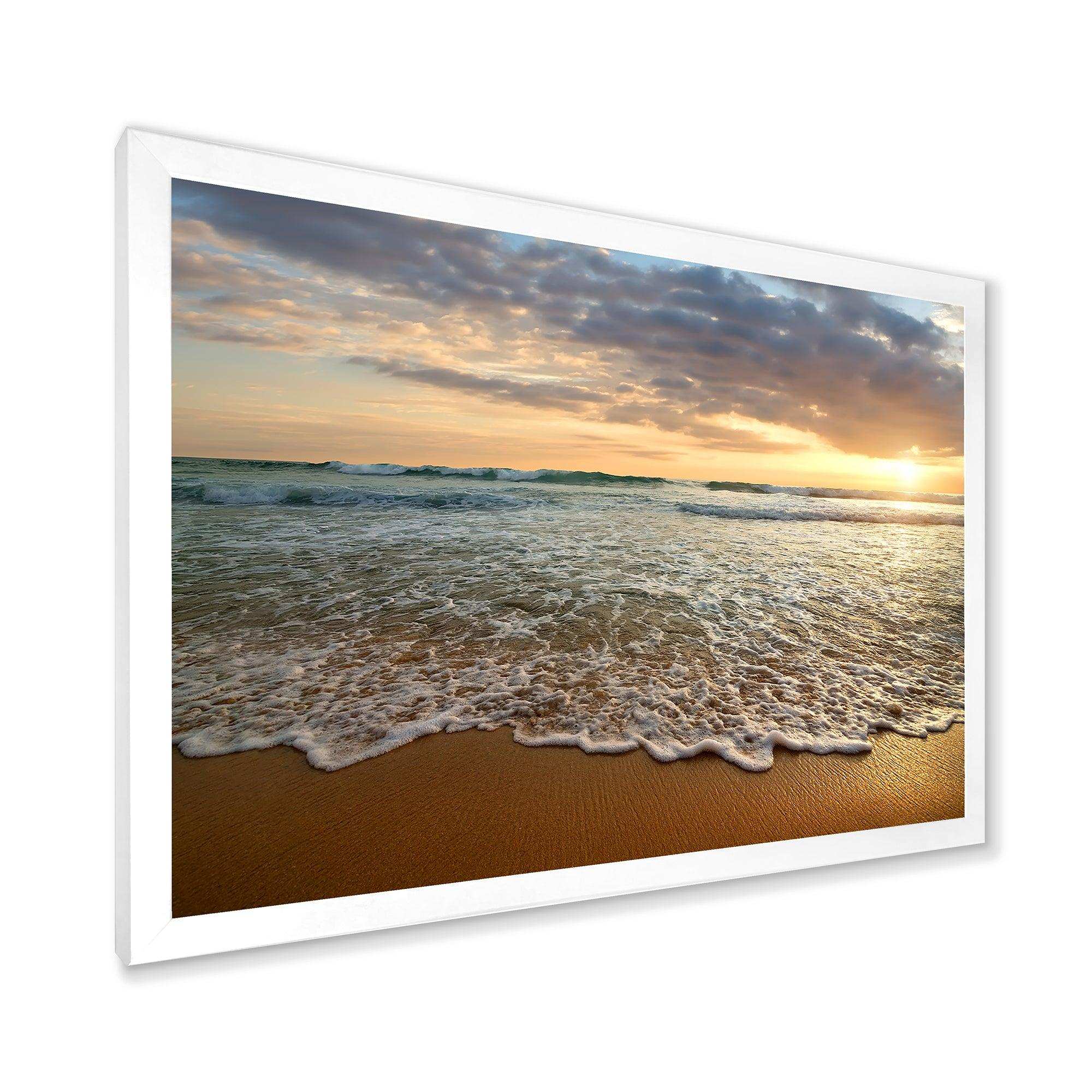 Bright Cloudy Sunset in Calm Ocean