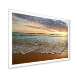 Bright Cloudy Sunset in Calm Ocean