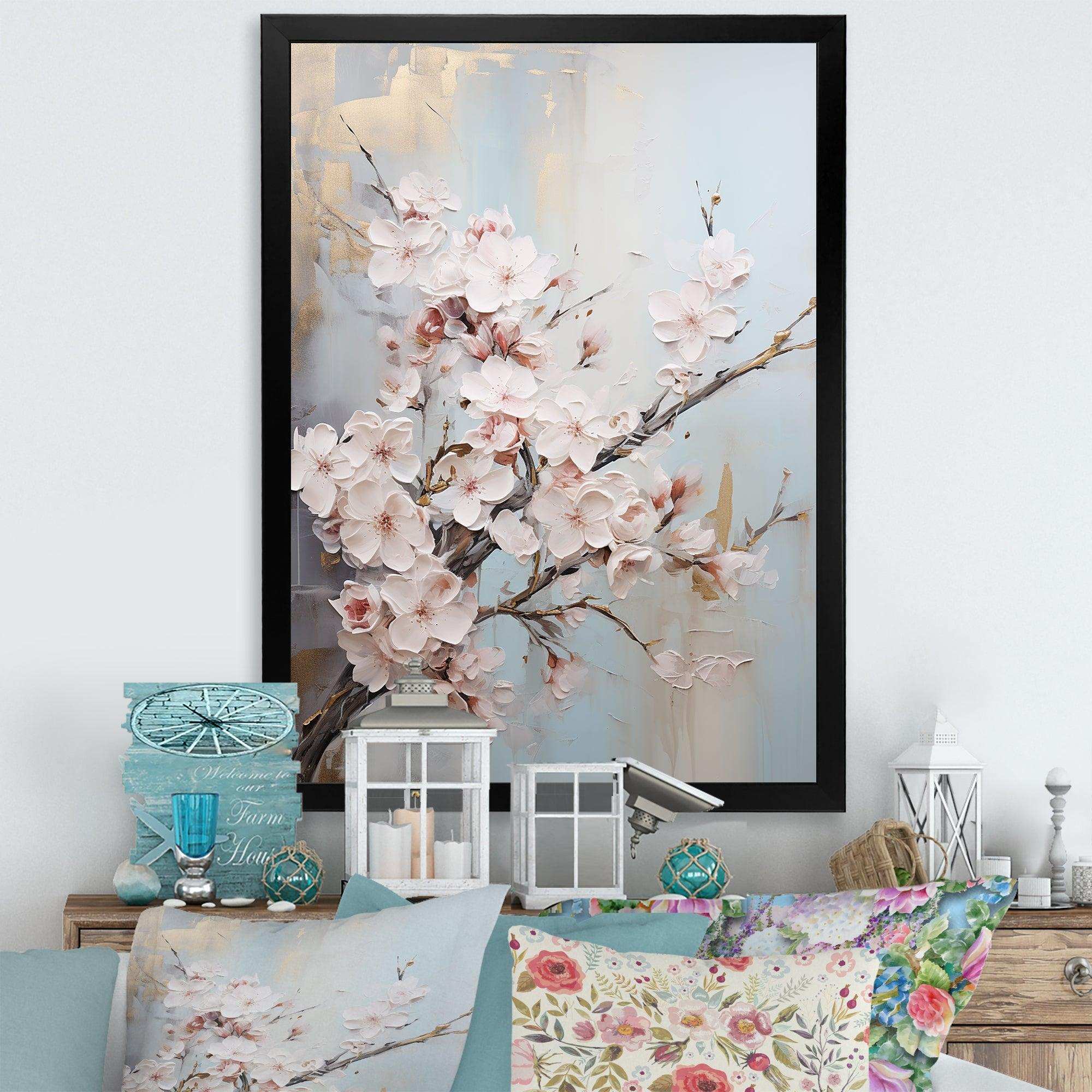 Minimalism Beige Cherry Blossom I - Floral Canvas Wall Art
