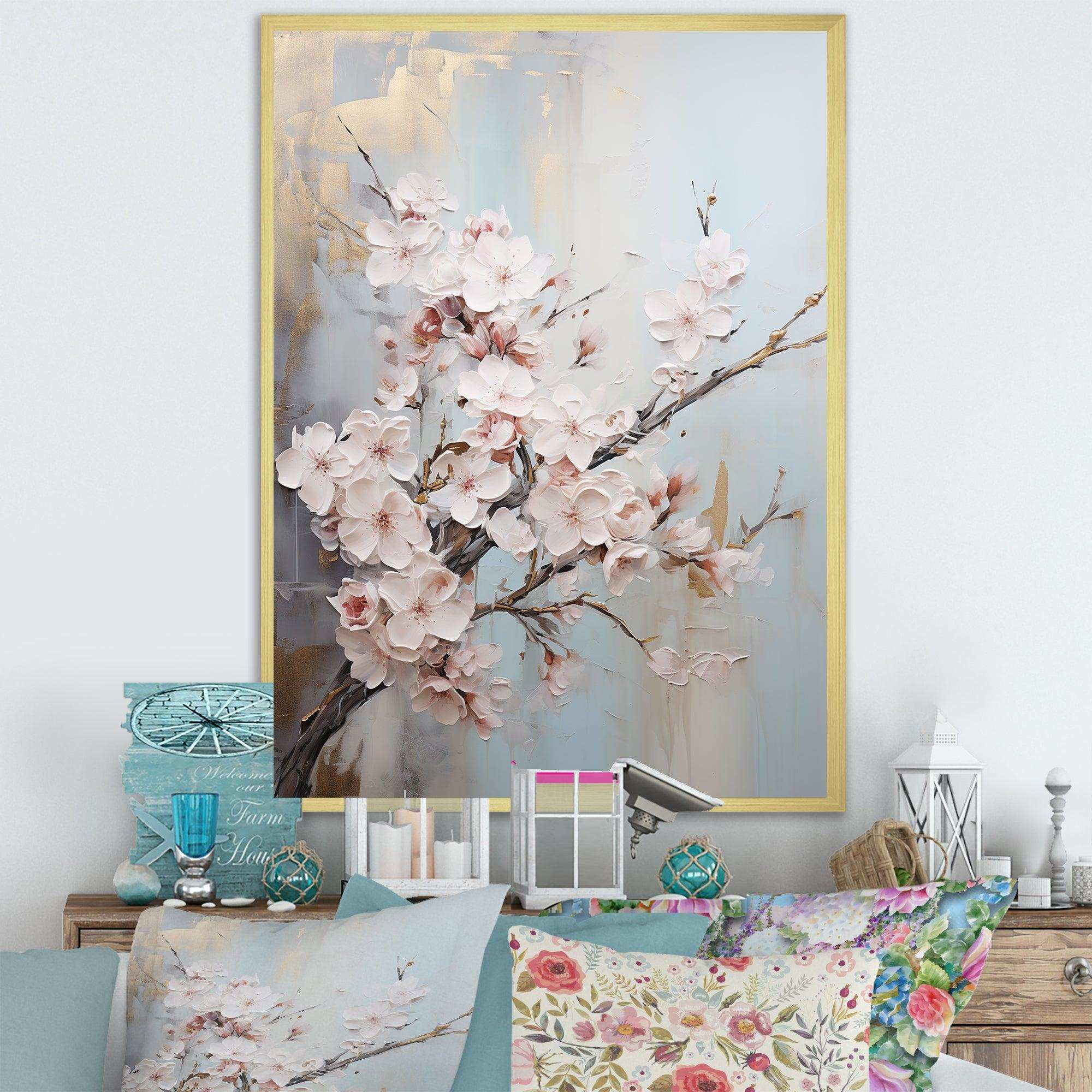 Minimalism Beige Cherry Blossom I - Floral Canvas Wall Art
