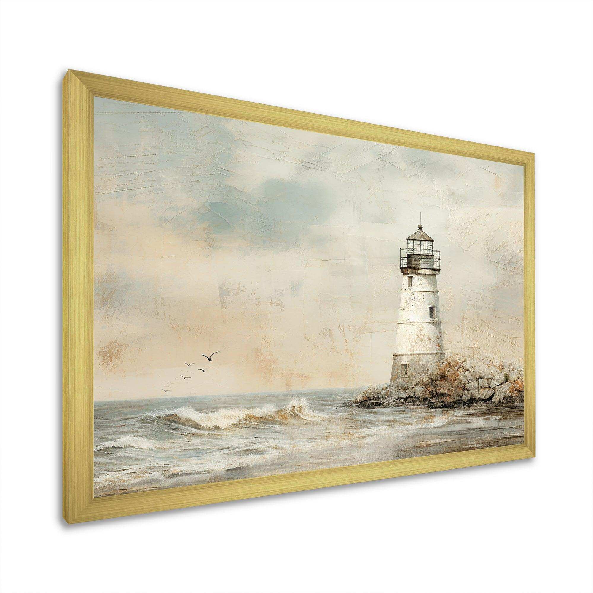 Minimal Grey Light House - Coastal Canvas Wall Art