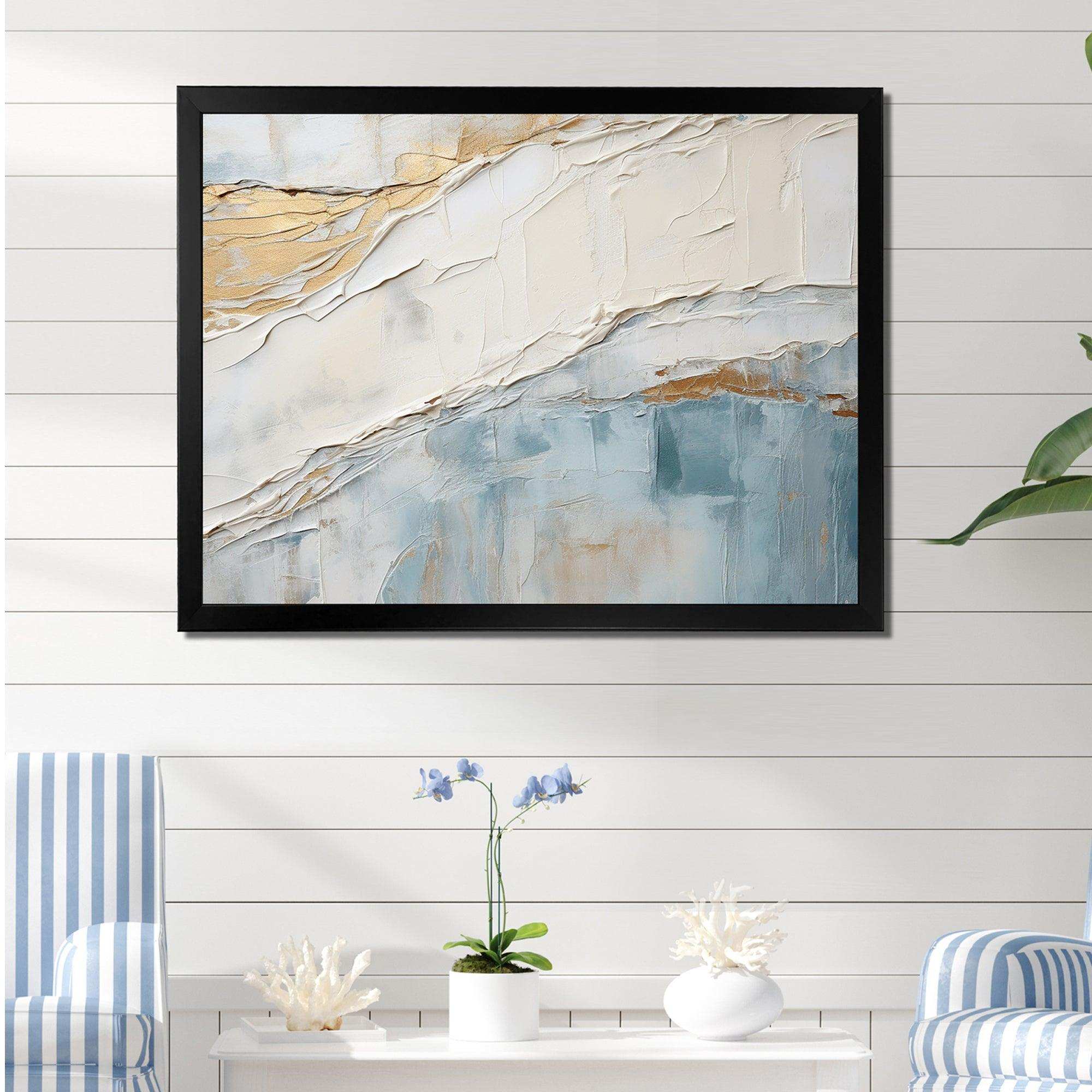 Minimalism Beige And Grey Wave Horizon II - Coastal Canvas Wall Art