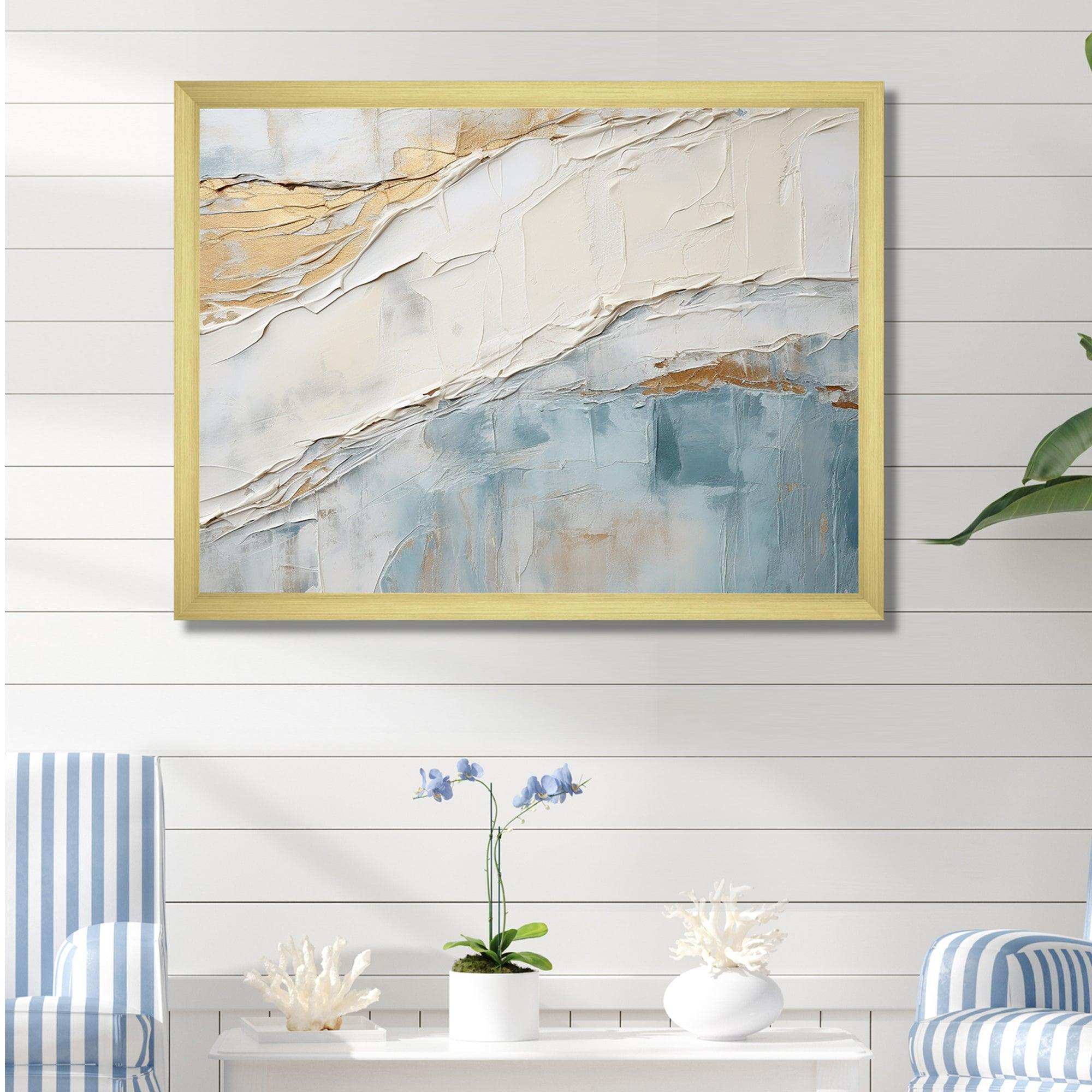 Minimalism Beige And Grey Wave Horizon II - Coastal Canvas Wall Art