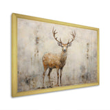 Minimalism Beige Deer Portrait - Animals Canvas Wall Art