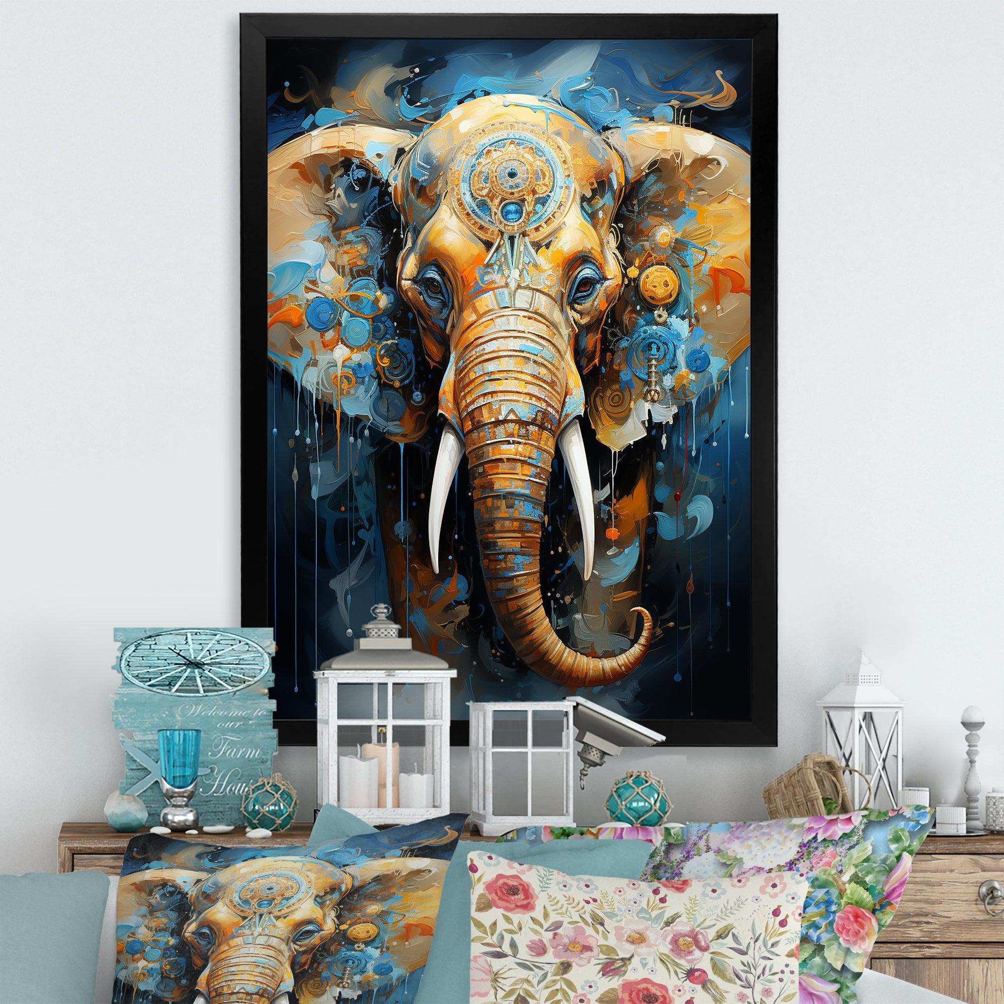 Abstract Elephant Dreamscape Portrait II - Animals Canvas Wall Art