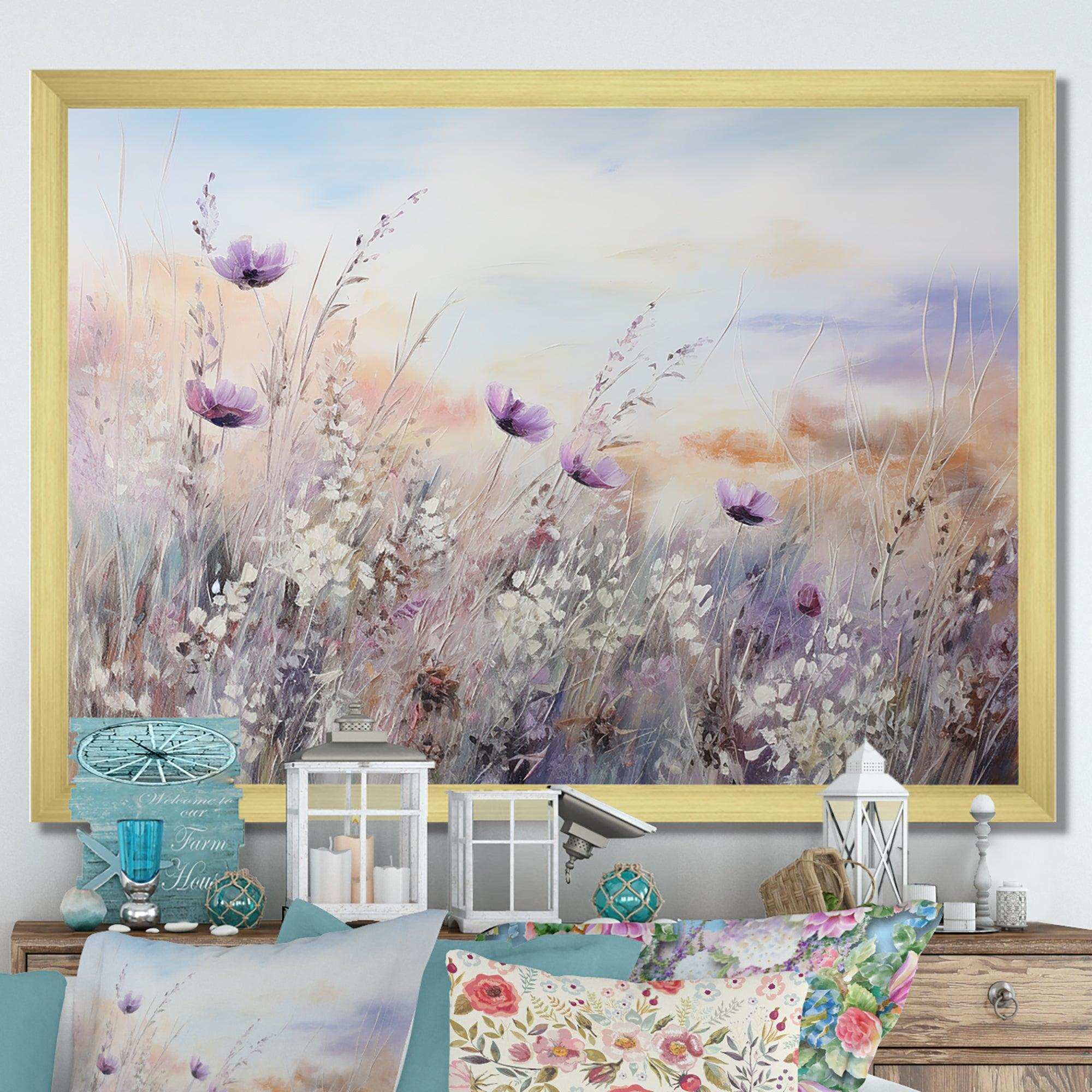 Minimal Purple Herbs Country Charm - Floral Canvas Wall Art