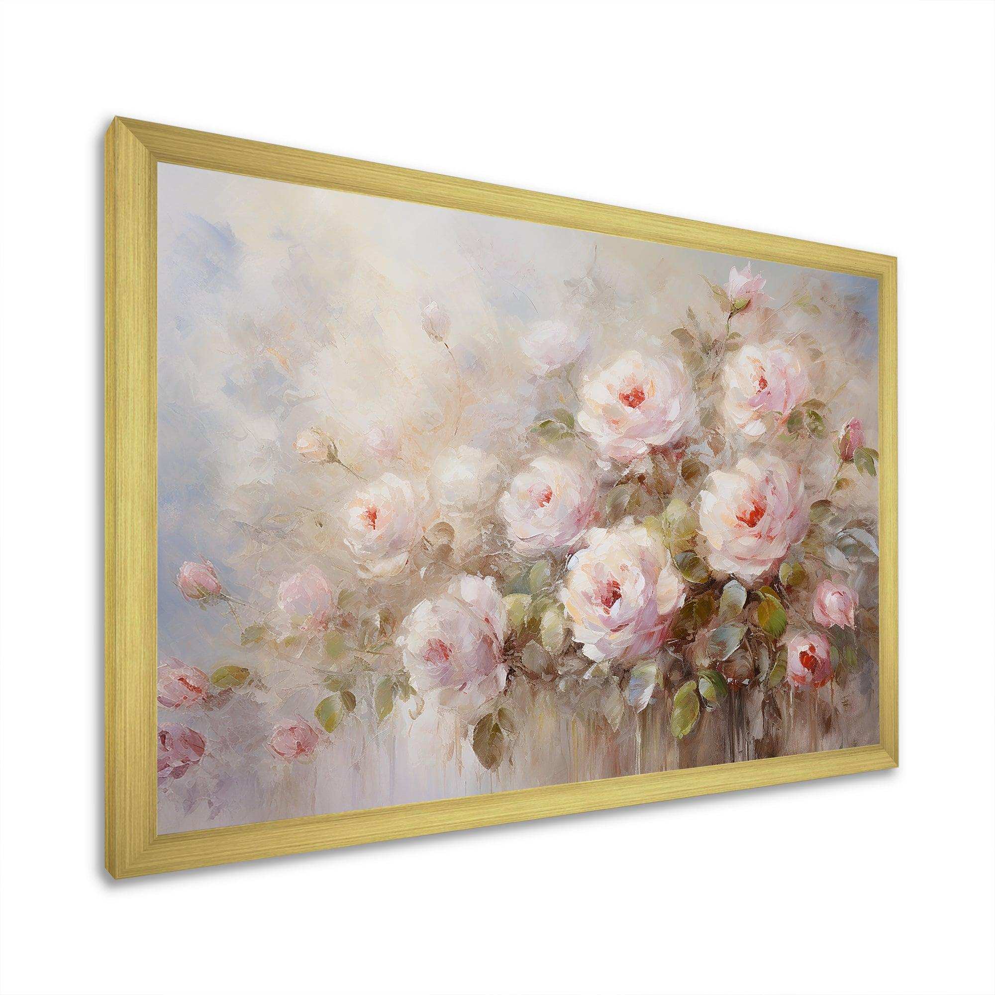 Pink Roses Farmhouse Charm - Floral Canvas Wall Art