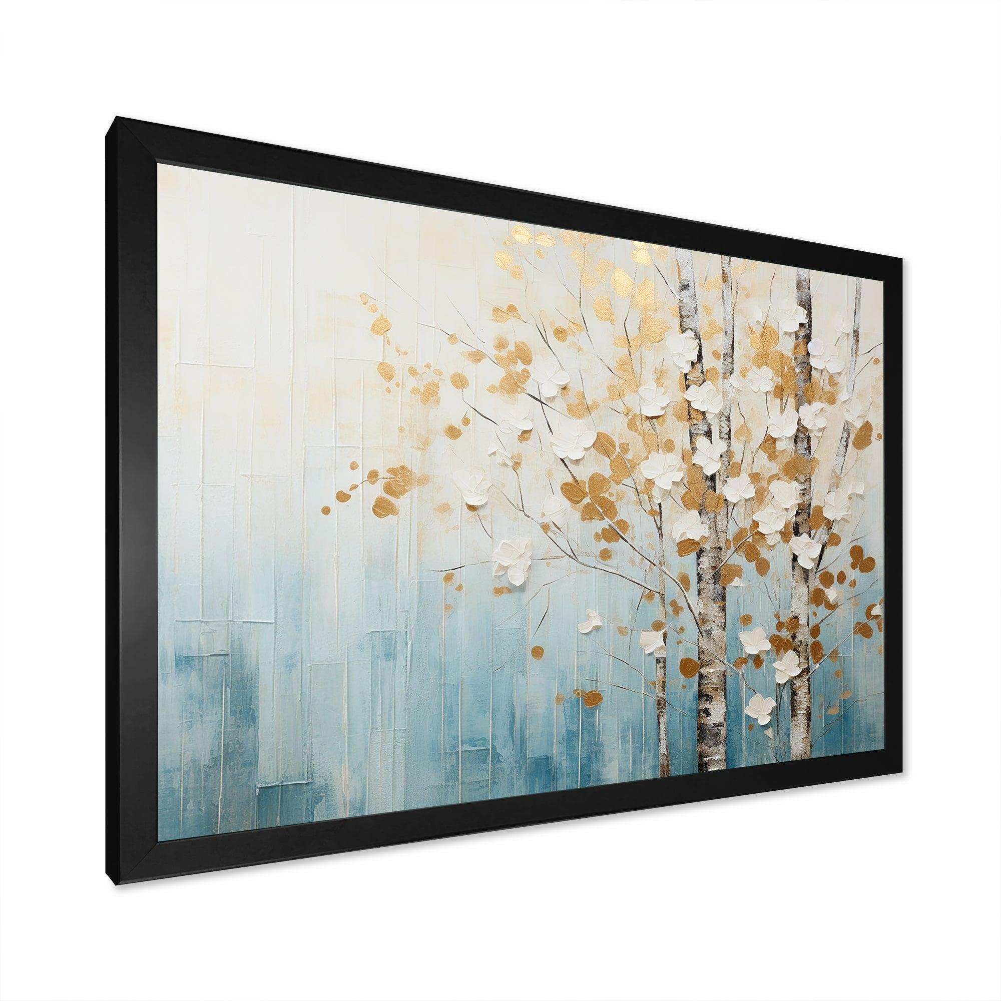 Minimalism Blue And Gold Forest I - Landscapes Canvas Wall Art