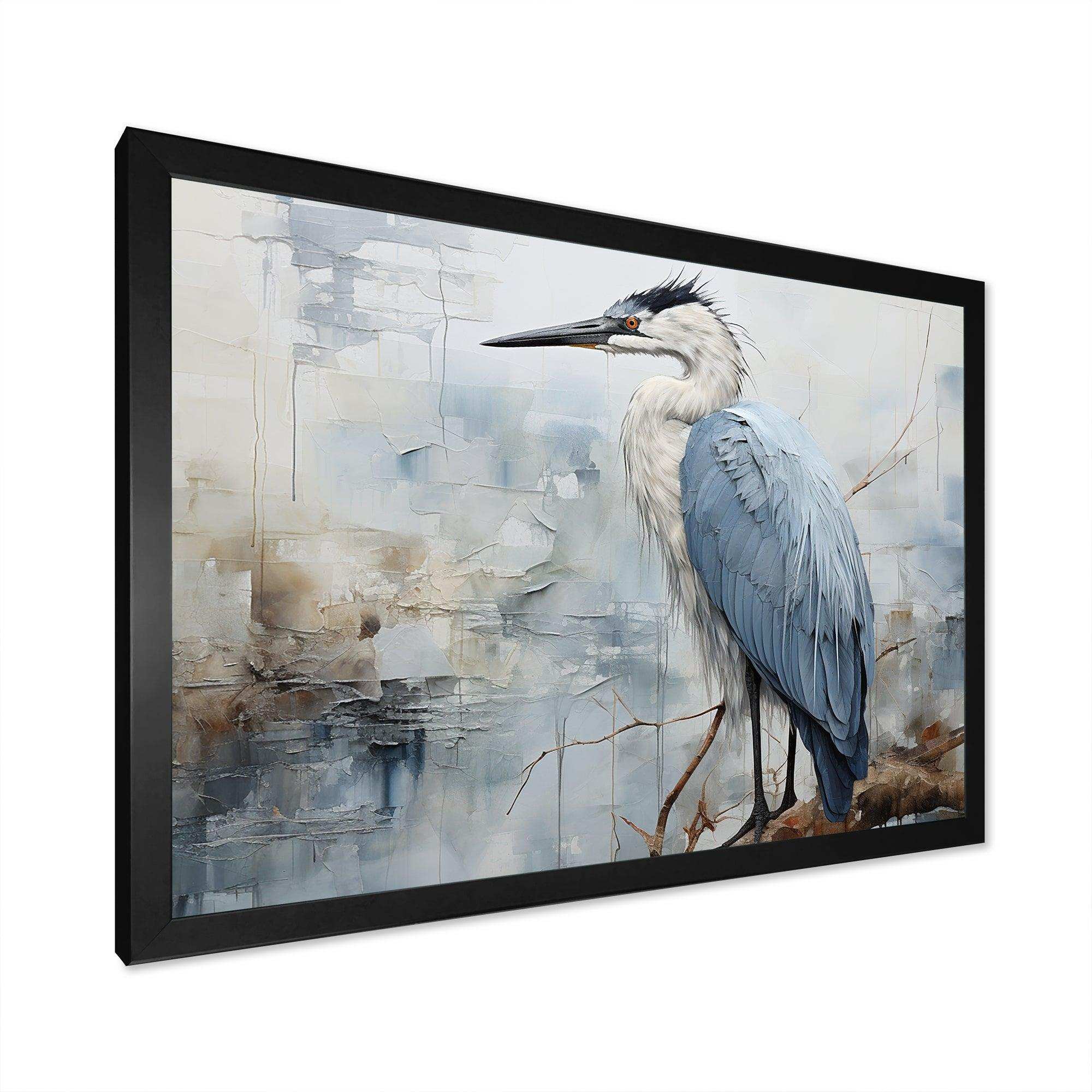 Blue Great Heron In Miminal Harmony I - Animals Canvas Wall Art