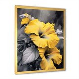 Yellow And Grey Hibiscus Serenade I - Floral Canvas Wall Art